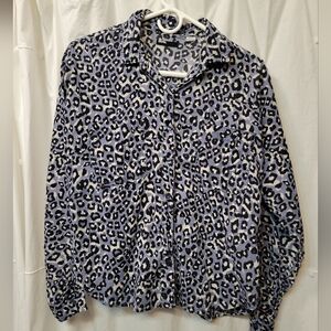 BDG Blue, Black and White Patterned Shirt